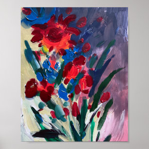 Mehrfarbige Blumen, Malerei . Poster