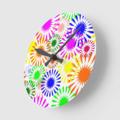 Mehrfarbige Blumen Runde Wanduhr (Winkel)