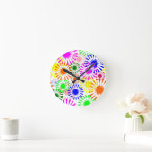 Mehrfarbige Blumen Runde Wanduhr (Zuhause)