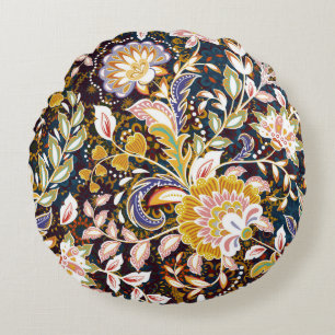 Mehrfarbige Blumen Vintage Provence Muster Rundes Kissen