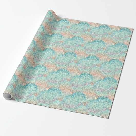 Mehrfarbige Blumendoodle-Muster Geschenkpapier (Ungerollt)