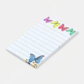 Mehrfarbige Butterflies & Confetti auf Light Blue Post-it Klebezettel (angewinkelt)