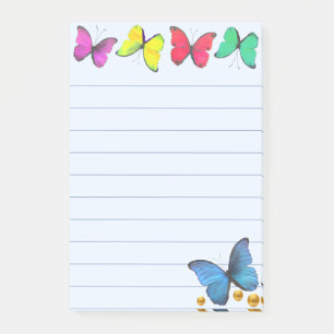 Mehrfarbige Butterflies & Confetti auf Light Blue Post-it Klebezettel