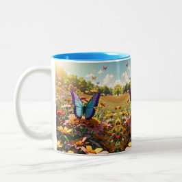 Mehrfarbige Butterfly-Druckkunst Zweifarbige Tasse