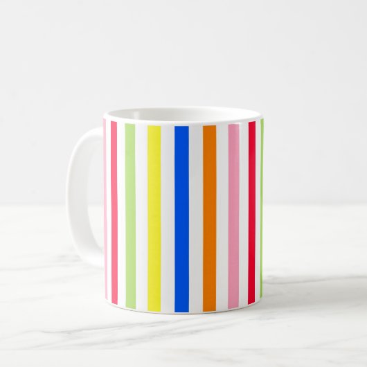 Mehrfarbige Candy Stripes Kaffeetasse (Vorderseite Links)