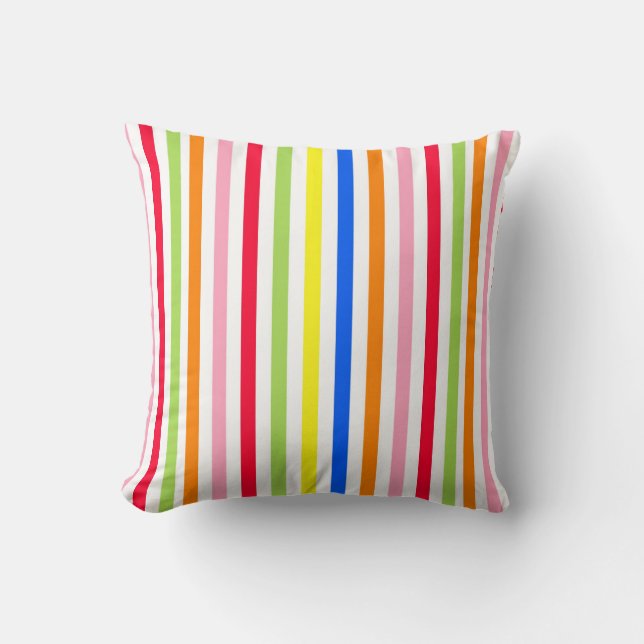 Mehrfarbige Candy Stripes Kissen (Vorderseite)