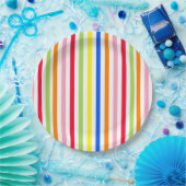 Mehrfarbige Candy Stripes Pappteller (Party)
