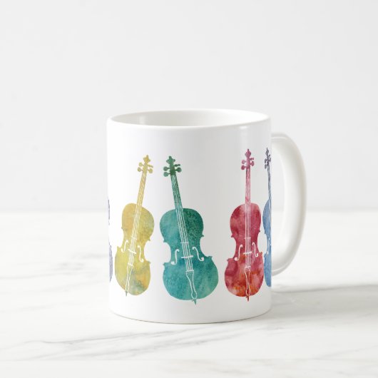 Mehrfarbige Cellos Kaffeetasse (VorderseiteRechts)