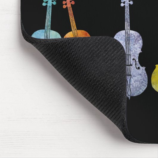 Mehrfarbige Cellos Mousepad (Ecke)