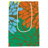 mehrfarbige Chrysanthemen auf Olivenpapier Mittlere Geschenktüte (Rückseite)