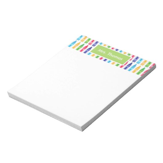 Mehrfarbige Crayons Personalisiert Notepad Notizblock (Rotiert)