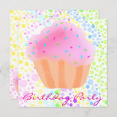 Mehrfarbige CupCake Einladung zum Geburtstag (Vorne/Hinten)