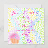 Mehrfarbige CupCake Einladung zum Geburtstag (Rückseite)