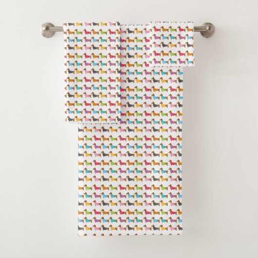 Mehrfarbige Dackeln Badetuch Set (Insitu)