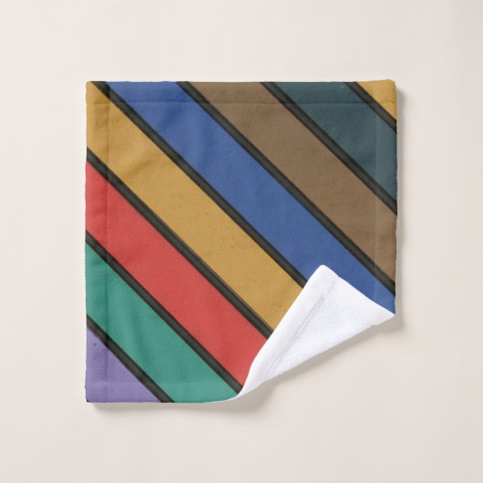 Mehrfarbige Diagonalstreifen Badhandtuch Set (Waschlappen)