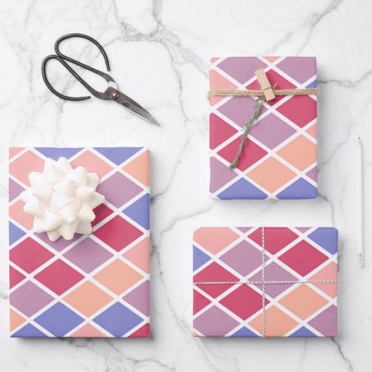 mehrfarbige Diamantformen Geschenkpapier Set (Vorderseite)