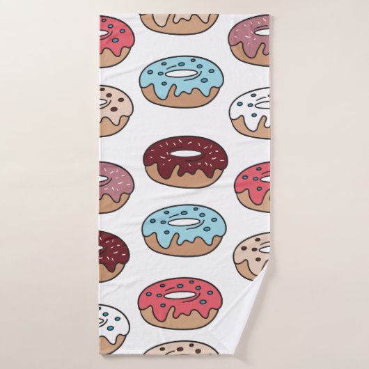 Mehrfarbige Donuts handgezeichnet nahtlos Muster. Badehandtuch (Badehandtuch)