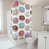 Mehrfarbige Donuts handgezeichnet nahtlos Muster.  Duschvorhang (Beispiel)