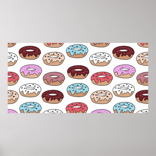 Mehrfarbige Donuts handgezeichnet nahtlos Muster. Poster (Vorne)