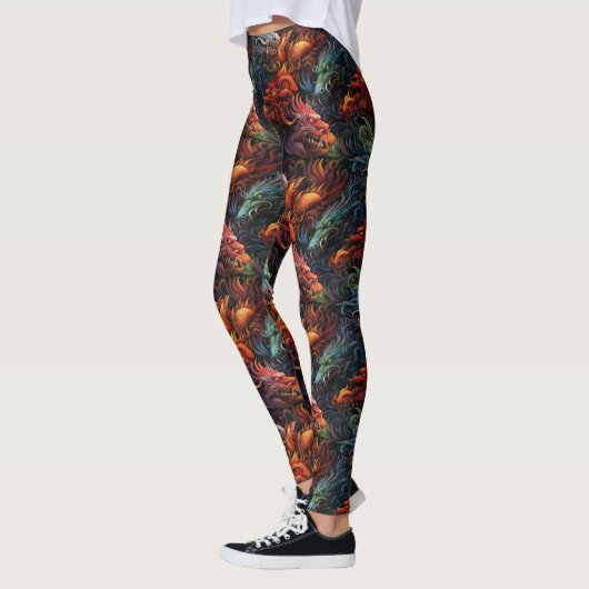 Mehrfarbige Drachen Muster Leggings (Links)