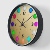 Mehrfarbige Edelsteine auf gebürstetem Gold Gerahm Uhr (Winkel)