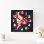Mehrfarbige Edelsteine im Weltraum verloren Quadratische Wanduhr (Zuhause)