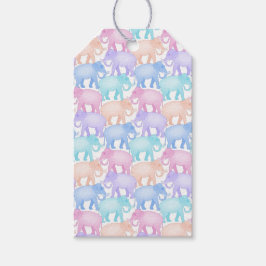 Mehrfarbige Elefanten Babydusche Kind Geburtstag Geschenkanhänger