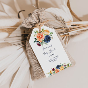 Mehrfarbige elegante florale Babyparty Geschenkanhänger