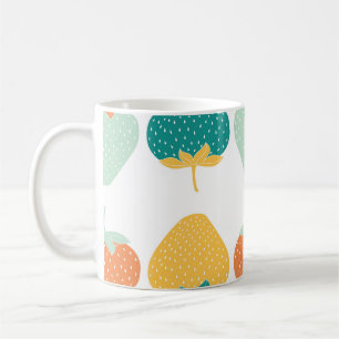 Mehrfarbige Erdbeeren: Vintage-Fruchtmuster. Kaffeetasse