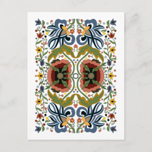 Mehrfarbige estnische Volkskunst Blumenmuster Postkarte