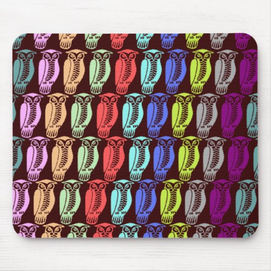 Mehrfarbige Eulen Mousepad (Vorne)