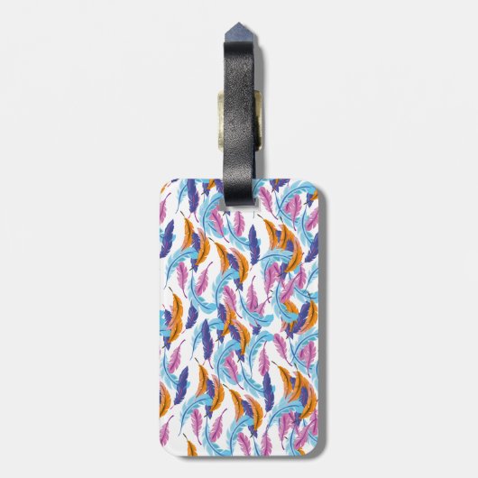 mehrfarbige Feathers Gepäckanhänger (Rückseite vertikal)