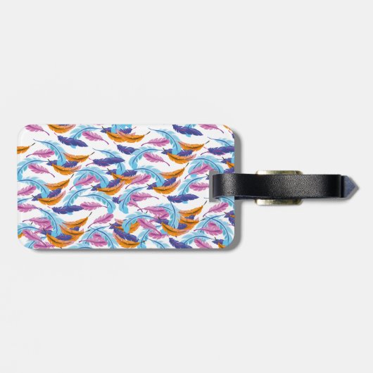mehrfarbige Feathers Gepäckanhänger (Rückseite horizontal)