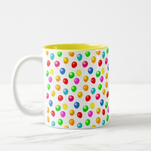 mehrfarbige Festballons Zweifarbige Tasse (Links)