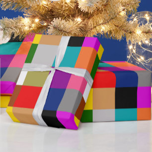 Mehrfarbige Fette Farbblöcke Design Geschenkpapier
