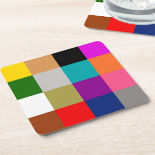 Mehrfarbige Fette Farbblöcke Design Rechteckiger Pappuntersetzer
