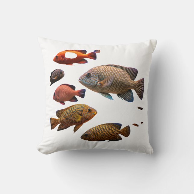 mehrfarbige Fische Kissen (Vorderseite)