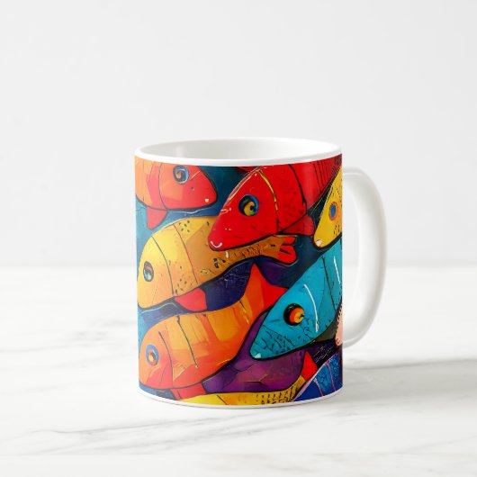 Mehrfarbige Fischmuster Kaffeetasse (VorderseiteRechts)