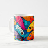 Mehrfarbige Fischmuster Kaffeetasse (Vorderseite Links)