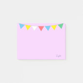 mehrfarbige Flaggen und Kalligraphie von Violett Post-it Klebezettel (Vorderseite)