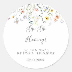 Mehrfarbige Florale Sip Sip Hooray Brautparty Runder Aufkleber
