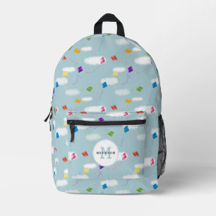 Mehrfarbige Flying Kites Kids Monogram School Bedruckter Rucksack