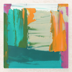 Mehrfarbige freie Ausdruck-Malerei Glasuntersetzer