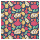 Mehrfarbige Früchte auf blauem Hintergrund Stoff (Muster)