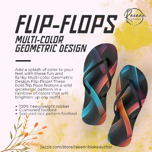 Mehrfarbige geometrische Flip-Flops mit Design Badesandalen