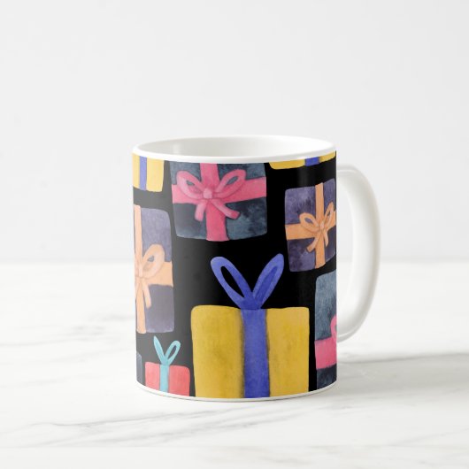 Mehrfarbige Geschenke Aquarell Nahtlos Kaffeetasse (VorderseiteRechts)