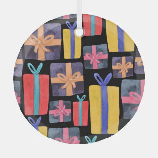 Mehrfarbige Geschenke Aquarell Nahtlos Ornament Aus Glas