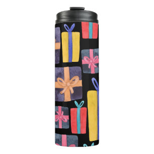 Mehrfarbige Geschenke Aquarell Nahtlos Thermosbecher