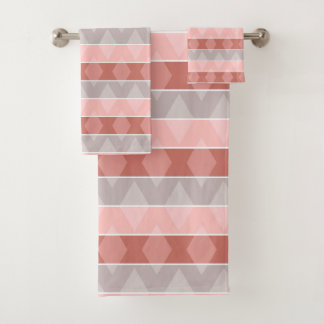 Mehrfarbige gestreifte geometrische Retro-Muster Badhandtuch Set
