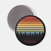 Mehrfarbige gestreifte Sonne mit Bäumen Thunder_Co Magnet (Vorderseite/Rückseite)